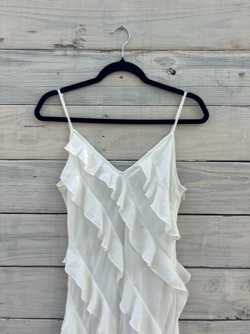 ALTAR’D STATE White Ruffle Maxi Gown w/Slit Formal Prom - Picture 3 of 7